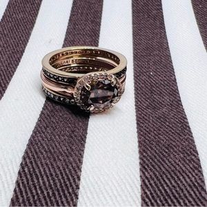 Henri Bendel Crystal Ring with stackble 3 rings. New. In brown stone color.
